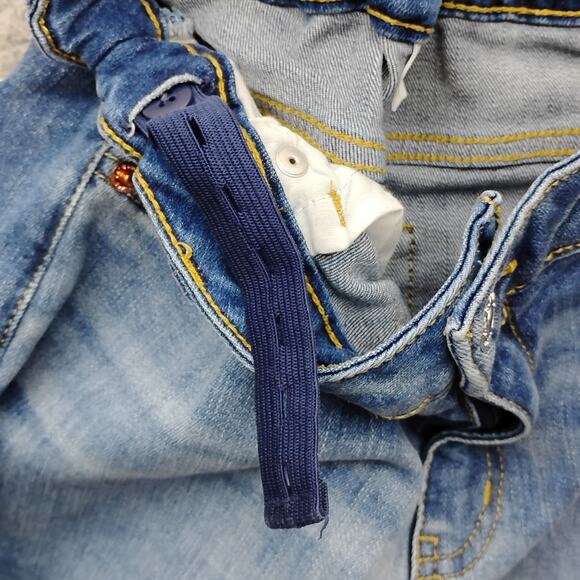 Cat & Jack Flare Super Stretch Jeans Size 14 Girls Blue Denim Distressed Raw hem - Picture 9 of 11